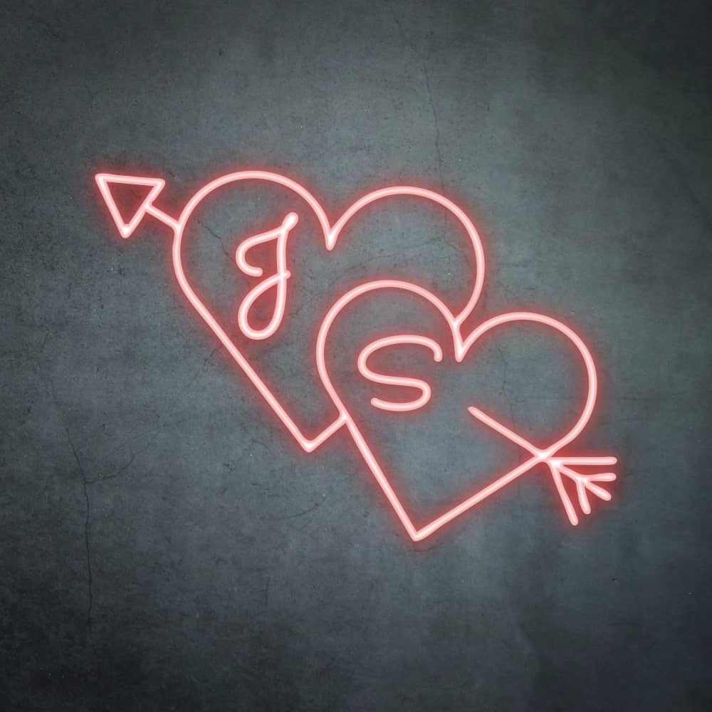 Double Heart with Custom Initials